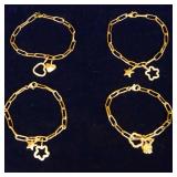 Set of 4 Golden Odyssey 14K Plated 8" Paperclip Lariat Bracelets