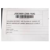 Set of 4 Golden Odyssey 14K Plated 8" Paperclip Lariat Bracelets