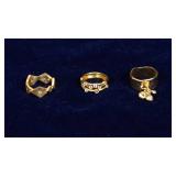 Set of 3 Golden Odyssey 14K Gold Plated CZ Rings – Size 7