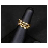Set of 3 Golden Odyssey 14K Gold Plated CZ Rings – Size 7