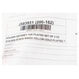 Set of 3 Golden Odyssey 14K Gold Plated CZ Rings – Size 7