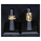 Set of 2 Golden Odyssey 14K Gold Plated CZ Rings – Size 6