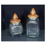Two Large Glass Canisters with Lids