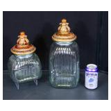 Two Large Glass Canisters with Lids