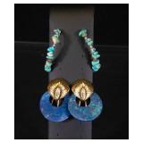 Set of Soapstone Earrings and Hoops with Turquoise-Like Stones