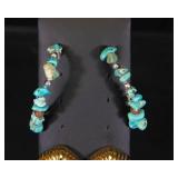 Set of Soapstone Earrings and Hoops with Turquoise-Like Stones