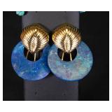 Set of Soapstone Earrings and Hoops with Turquoise-Like Stones