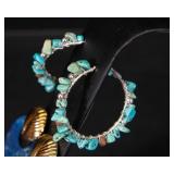 Set of Soapstone Earrings and Hoops with Turquoise-Like Stones
