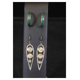 Set of Two Pairs of Nature-Inspired Sterling Earrings