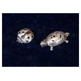 Set of Two Sterling Silver Brooches – Turtle & Ladybug