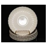 White Cups and Saucers Set with Gray Edging – 14 Pieces