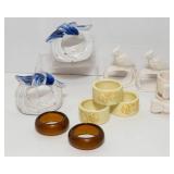 Set of 25 Napkin Rings – Ceramic, Amber Glass, and Shell