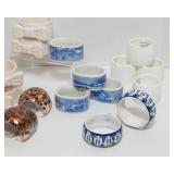 Set of 25 Napkin Rings – Ceramic, Amber Glass, and Shell