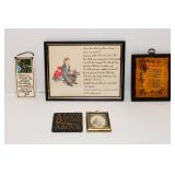 Set of 5 Small Decorative Plaques with Sayings
