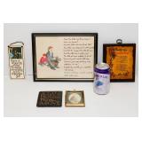Set of 5 Small Decorative Plaques with Sayings