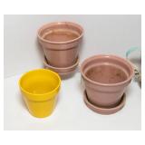 Variety of Ceramic & Clay Planters with Decorative Watering Can