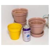 Variety of Ceramic & Clay Planters with Decorative Watering Can