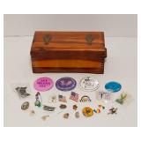 Miscellaneous Pins and Brooches with Wooden Box