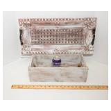 Vintage Inspired Metal Tray and Wooden Box