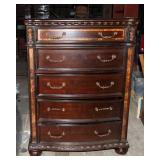 Faux Wood Ornate Dresser – 5 Drawers