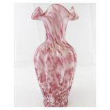 11" FENTON VASA Murrhina Rose Mist Vase.