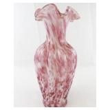 11" FENTON VASA Murrhina Rose Mist Vase.