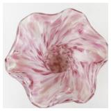 11" FENTON VASA Murrhina Rose Mist Vase.