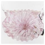 11" FENTON VASA Murrhina Rose Mist Basket with Crystal Handle.