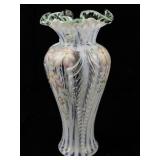 1996 FENTON 11" Meadow Beauty Rib Optic Hand painted Floral Vase. #823.