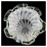 1996 FENTON 11" Meadow Beauty Rib Optic Hand painted Floral Vase. #823.