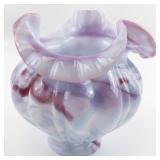 1965 FENTON 5" Blue Burmese Peloton Treated Vase.