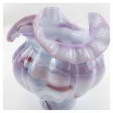 1965 FENTON 5" Blue Burmese Peloton Treated Vase.