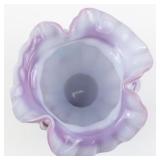 1965 FENTON 5" Blue Burmese Peloton Treated Vase.