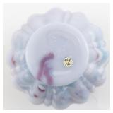 1965 FENTON 5" Blue Burmese Peloton Treated Vase.