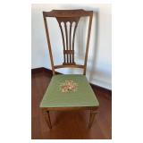 Vintage Wooden Chair with Floral Upholstery