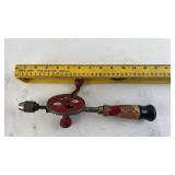 Vintage Hand Crank Drill with Wooden Handle