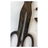 Collection of Vintage Hand Tools including Garden Scissors and Wrenches