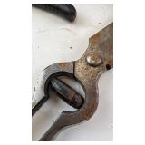 Collection of Vintage Hand Tools including Garden Scissors and Wrenches