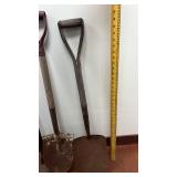 Set of 4 Vintage Yard Tools Including Shovels and Pickaxe