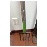 Set of 4 Vintage Yard Tools Including Shovels and Pickaxe