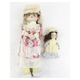 Vintage 17.5" Bisque Porcelain Doll with Baby Doll Set with Original Box