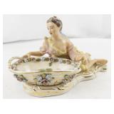 Pair of Antique Porcelain Sweetmeats with Floral Embellishments