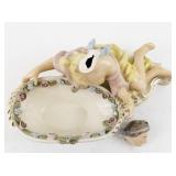 Pair of Antique Porcelain Sweetmeats with Floral Embellishments