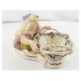 Pair of Antique Porcelain Sweetmeats with Floral Embellishments