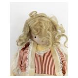 Antique German Bisque Head Doll in Striped Dress