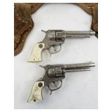1950s Hubley Toy Cap Guns with Leather Holster Set