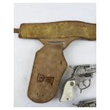 1950s Hubley Toy Cap Guns with Leather Holster Set
