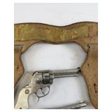 1950s Hubley Toy Cap Guns with Leather Holster Set