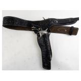 Vintage Nichols Stallion .45 Mark II Cap Gun with Engraved Leather Holster