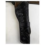 Vintage Nichols Stallion .45 Mark II Cap Gun with Engraved Leather Holster